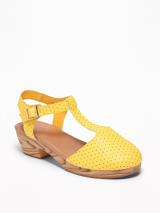 View large product image 1 of 3. Perforated T-Strap Clogs for Girls