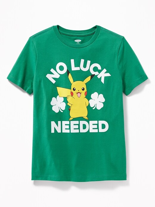 View large product image 1 of 2. Pokémon&#153 Pikachu "No Luck Needed" Tee for Boys