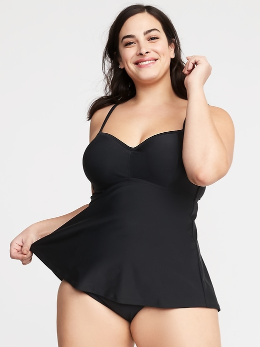Image number 1 showing, Bandeau Underwire Plus-Size Tankini Swim Top