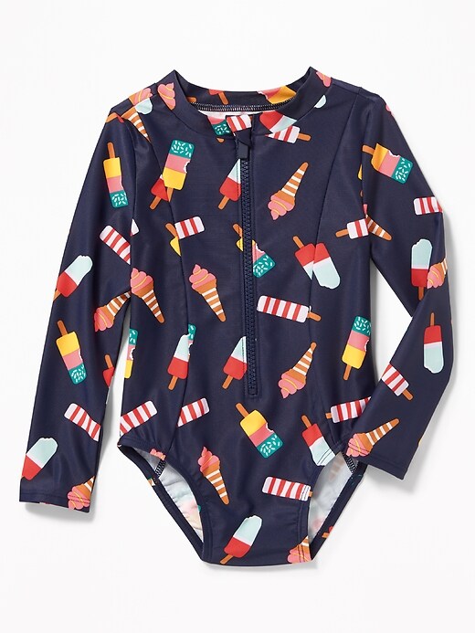 View large product image 1 of 2. Printed Rashguard One-Piece for Toddler Girls