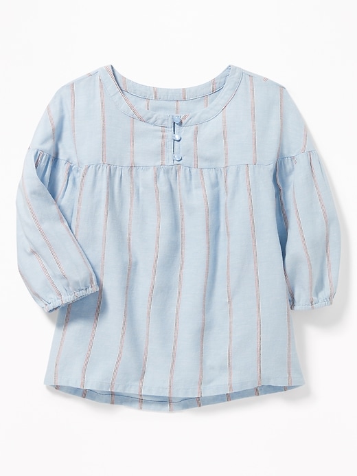 View large product image 1 of 3. Striped 3/4-Sleeve Swing Blouse for Girls