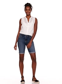 Image number 3 showing, Mid-Rise Slim Jean Bermuda Shorts for Women - 9-inch inseam