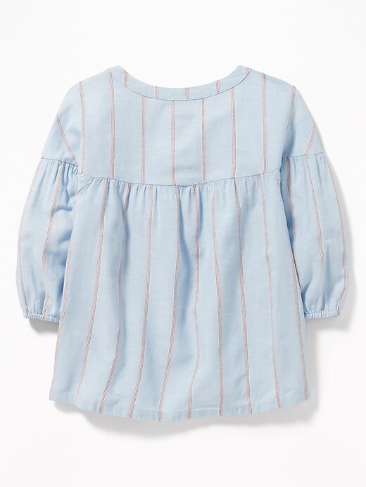 View large product image 2 of 3. Striped 3/4-Sleeve Swing Blouse for Girls