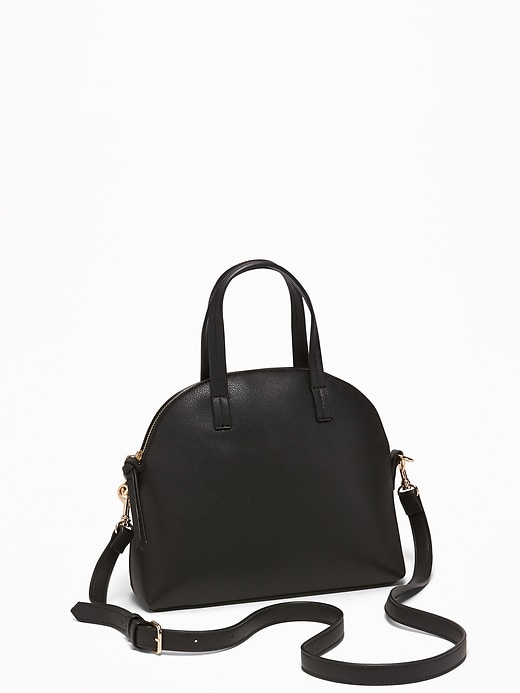 Faux-Leather Dome-Shaped Satchel for Women