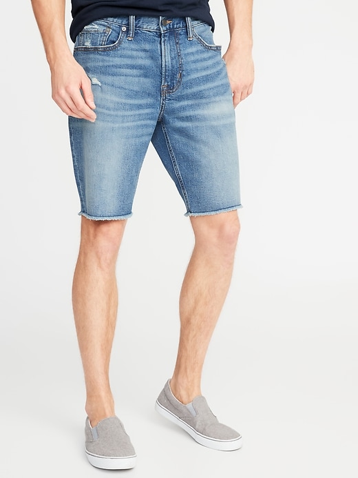View large product image 1 of 2. Slim Built-In Flex Distressed Cut-Off Jean Shorts