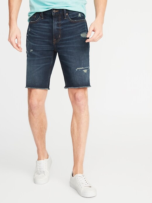 View large product image 1 of 2. Slim Built-In Flex Distressed Denim Cut-Off Shorts