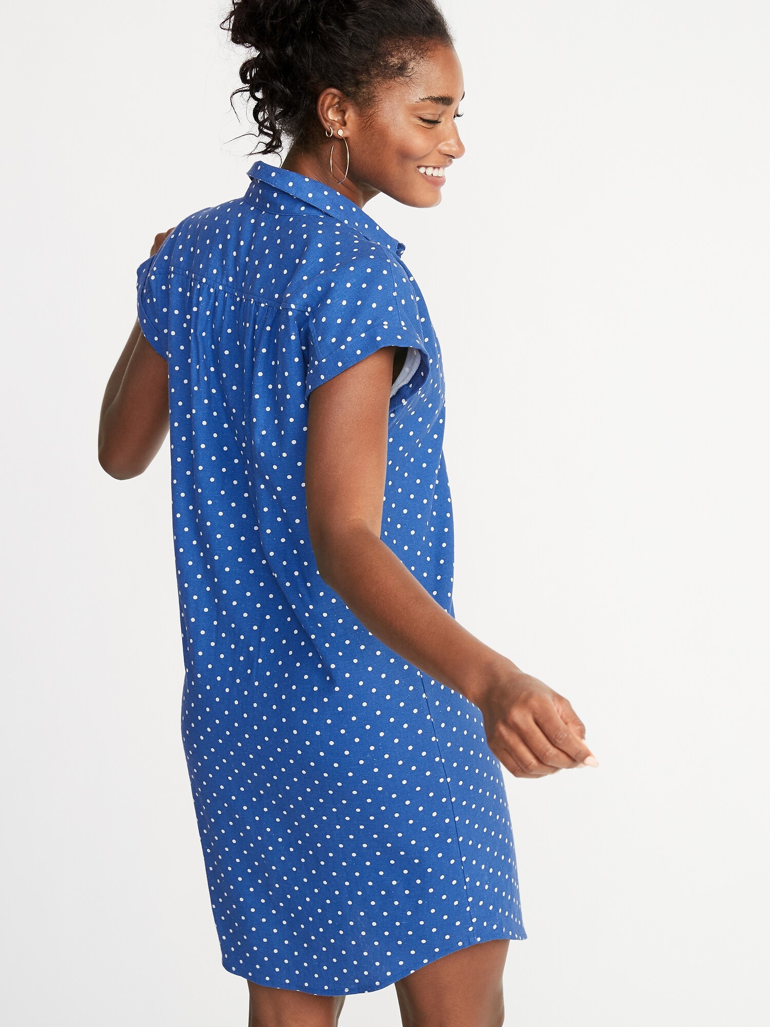 Printed Linen-Blend Shirt Dress for Women