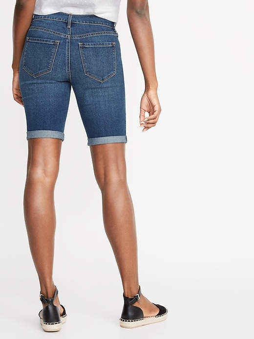 View large product image 2 of 3. Mid-Rise Slim Jean Bermuda Shorts for Women - 9-inch inseam