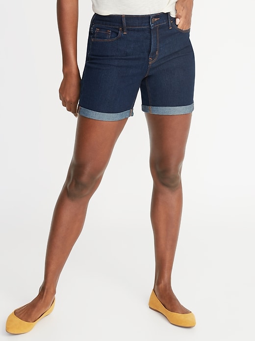 View large product image 1 of 3. Mid-Rise Slim Jean Shorts For Women - 5-Inch Inseam