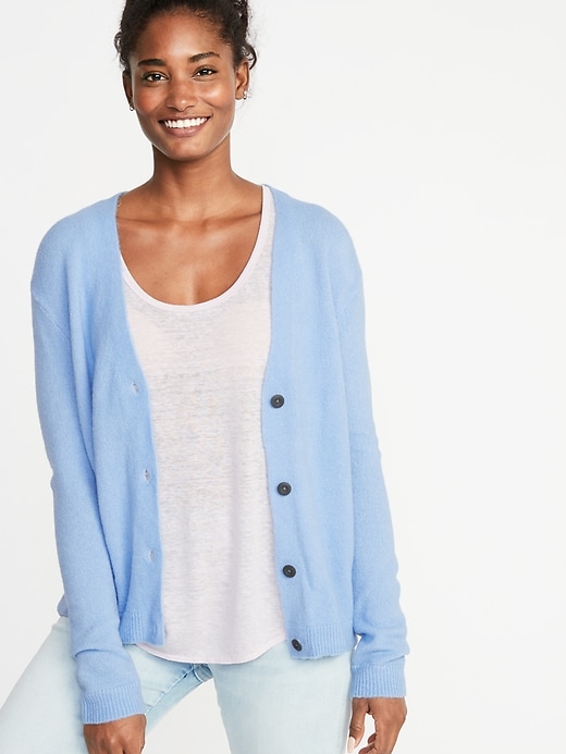 View large product image 1 of 1. Slouchy Soft-Brushed V-Neck Cardi for Women