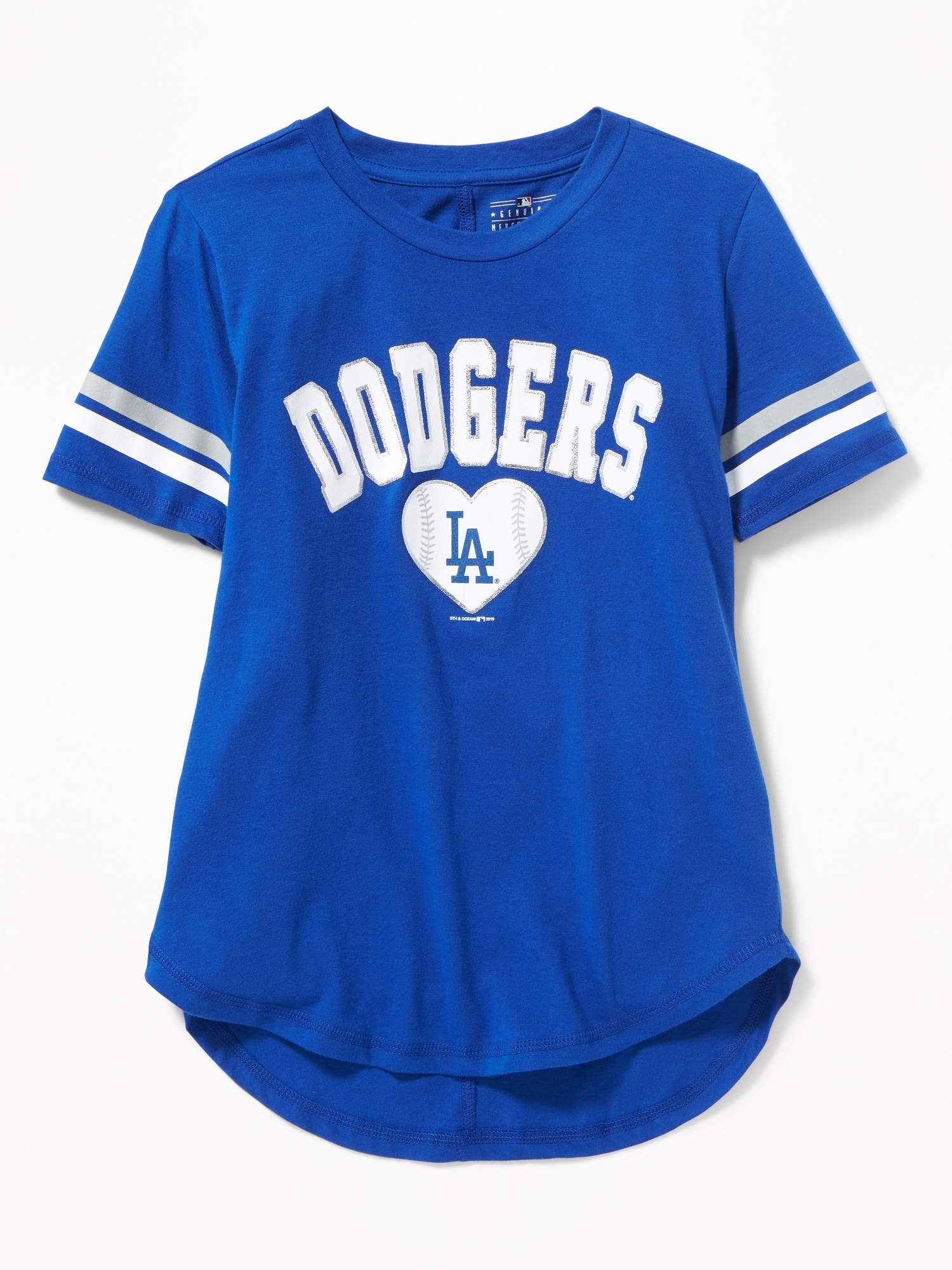 5th & Ocean Womens Los Angeles Dodgers Opening Night Tri-Blend Shirt  Blue,Small
