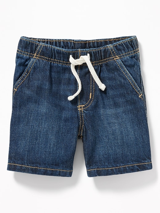 View large product image 1 of 2. Dark-Wash Denim Pull-On Shorts for Baby