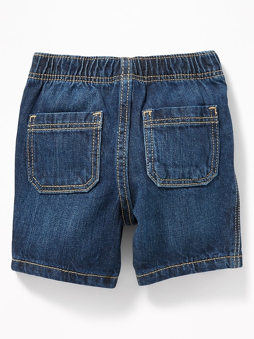 View large product image 2 of 2. Dark-Wash Denim Pull-On Shorts for Baby