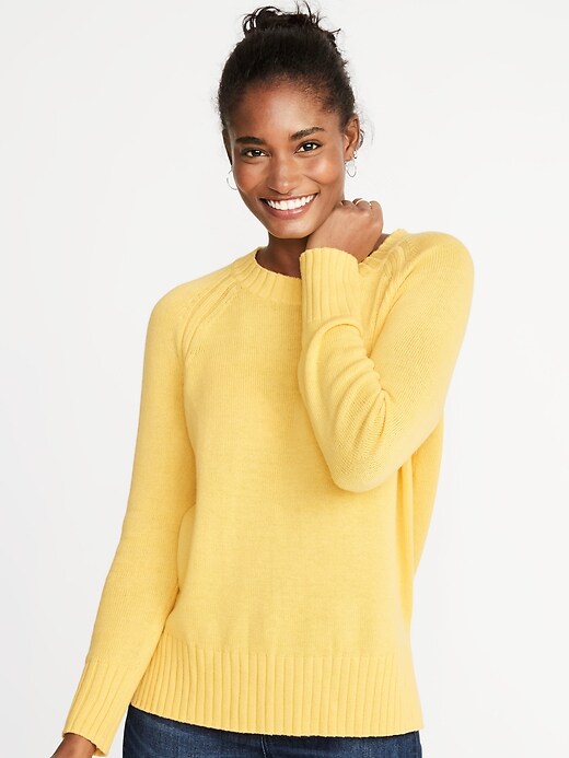 Image number 1 showing, Rib-Knit Trim Crew-Neck Sweater for Women