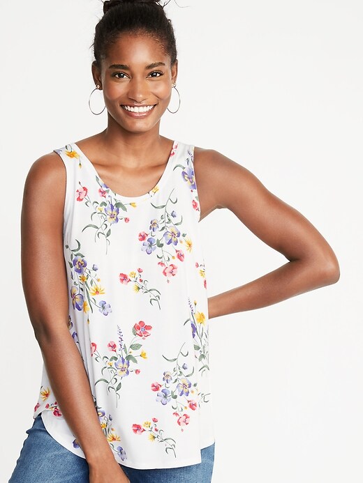 Image number 1 showing, Luxe Floral-Print Swing Tank for Women