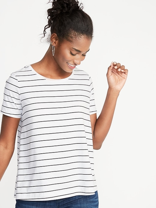 View large product image 1 of 1. Striped Boat-Neck Swing Tee for Women
