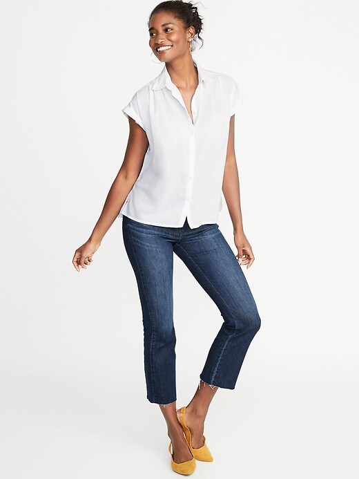 Image number 3 showing, Relaxed Cap-Sleeve Shirt for Women