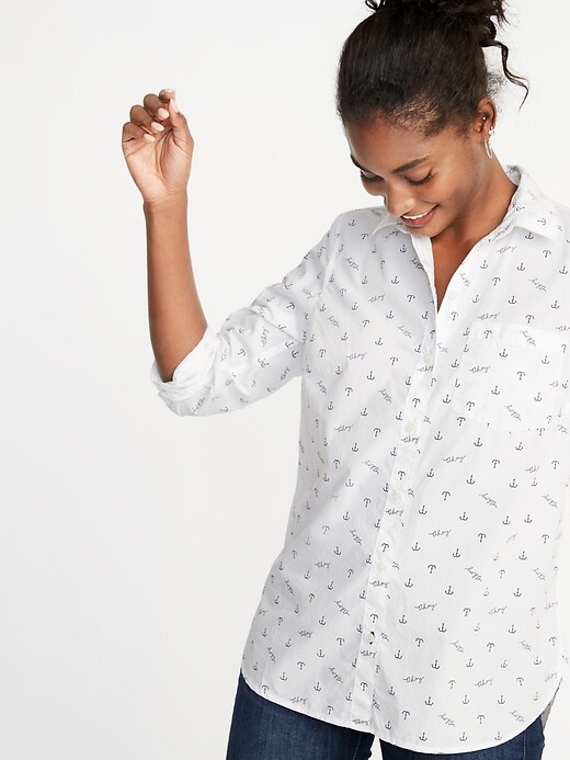 Image number 4 showing, Anchor-Print Classic Shirt for Women
