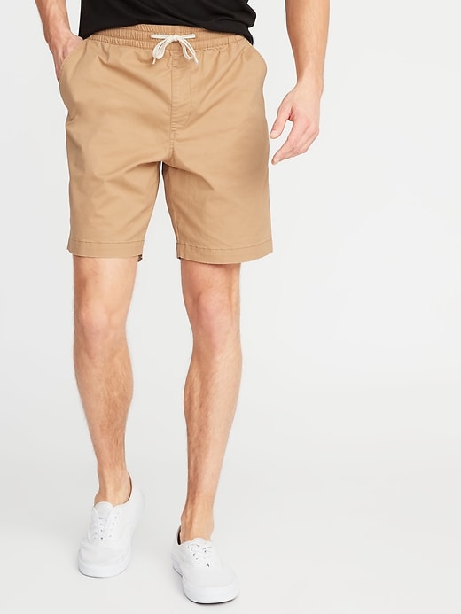 View large product image 1 of 2. Twill Drawstring Jogger Shorts - 9-inch inseam