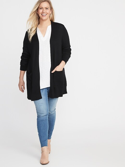 Image number 3 showing, Long-Line Plus-Size Open-Front Sweater