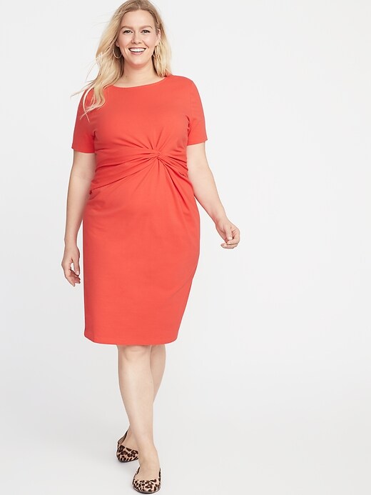 View large product image 1 of 1. Plus-Size Twist-Front Bodycon Dress