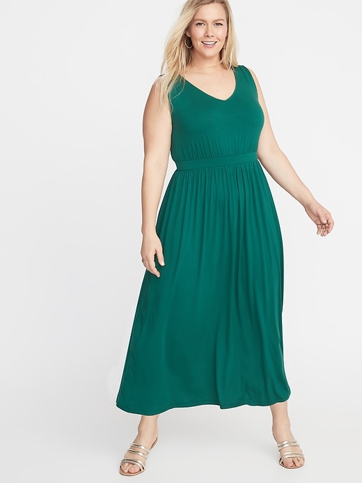 View large product image 1 of 1. Waist-Defined Plus-Size Jersey Maxi