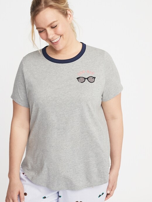 Image number 1 showing, "Sun-Day" Graphic Plus-Size Graphic Tee
