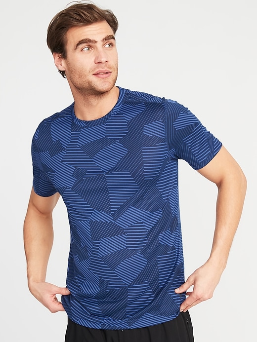 View large product image 1 of 1. Go-Dry Eco Geometric-Print Performance Tee