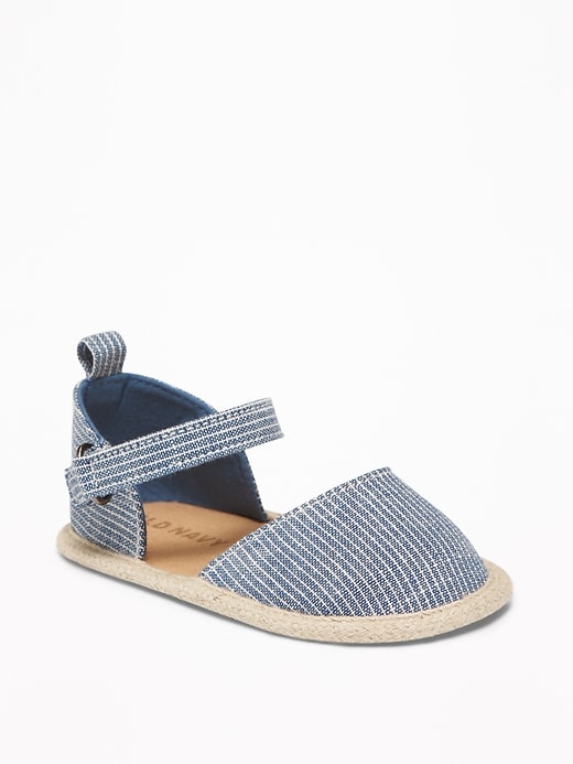 View large product image 1 of 4. Chambray Railroad-Stripe Espadrilles for Baby
