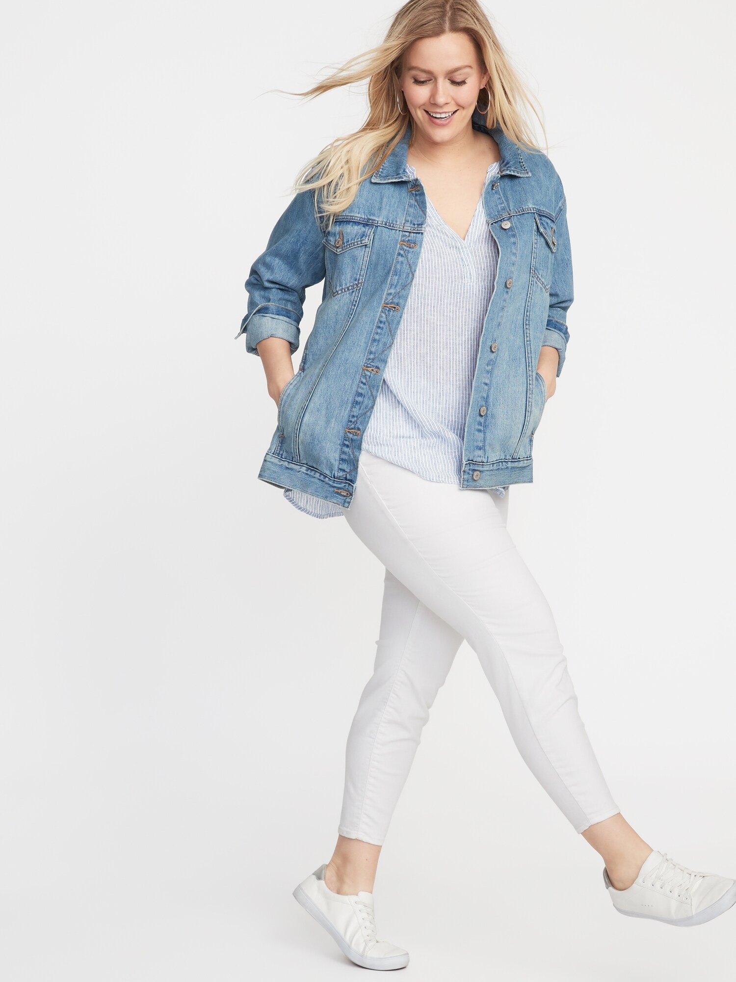 Boyfriend Plus-Size Distressed Jean Jacket | Old Navy