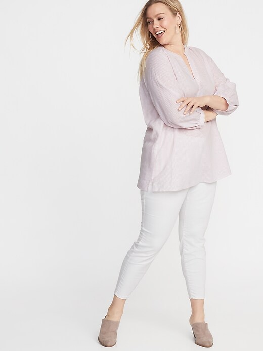 Image number 3 showing, Striped Linen-Blend Plus-Size Tunic