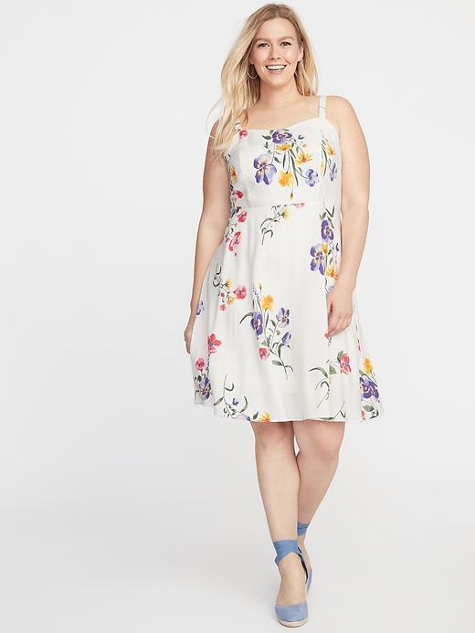 View large product image 1 of 1. Plus-Size Fit & Flare Floral Cami Dress