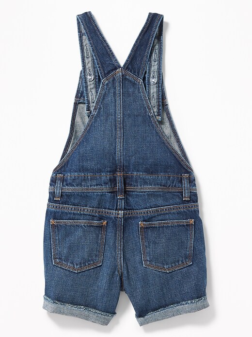 View large product image 2 of 3. Cuffed Raw-Hem Jean Shortalls For Girls