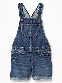 View large product image 3 of 3. Cuffed Raw-Hem Jean Shortalls For Girls