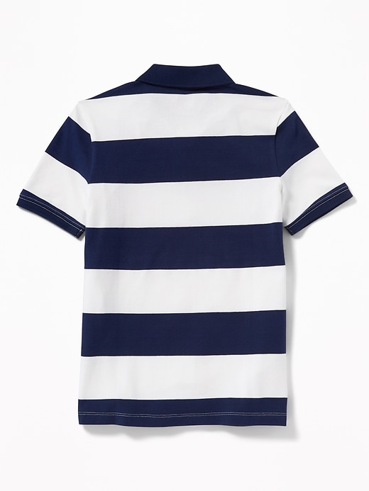 View large product image 2 of 3. Built-In Flex Embroidered Graphic Striped Polo For Boys