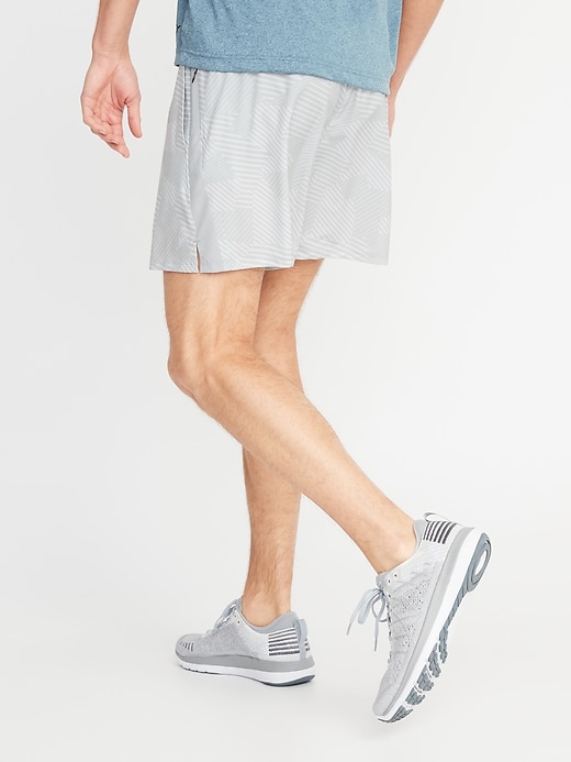 View large product image 2 of 2. Quick-Drying 4-Way Stretch Printed Run Shorts - 5-inch inseam