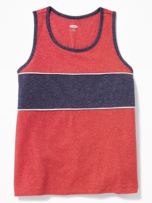 View large product image 1 of 1. Color-Blocked Piped-Trim Tank for Boys