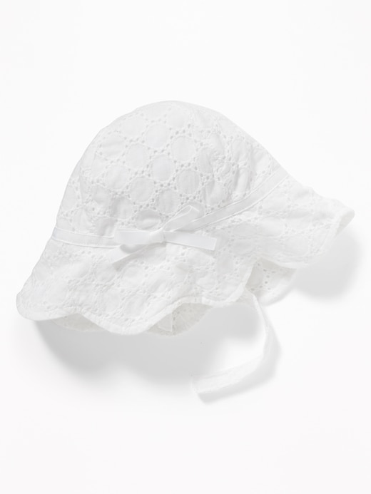 View large product image 1 of 1. Scalloped-Edge Eyelet Hat for Baby