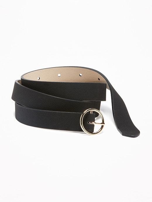 View large product image 1 of 1. Skinny Faux-Suede O-Ring Buckle Belt for Women (3/4")