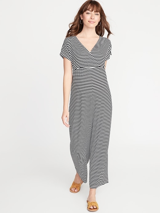 View large product image 1 of 1. Maternity Cross-Front Jersey Jumpsuit