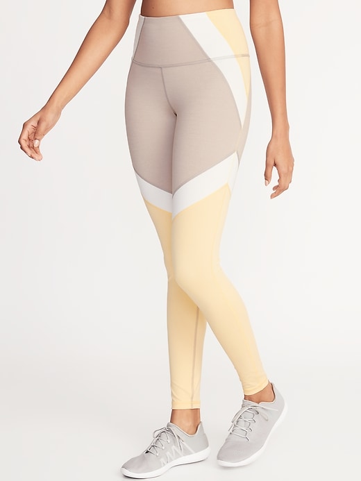 View large product image 1 of 1. High-Waisted Elevate Color-Block Compression Leggings For Women