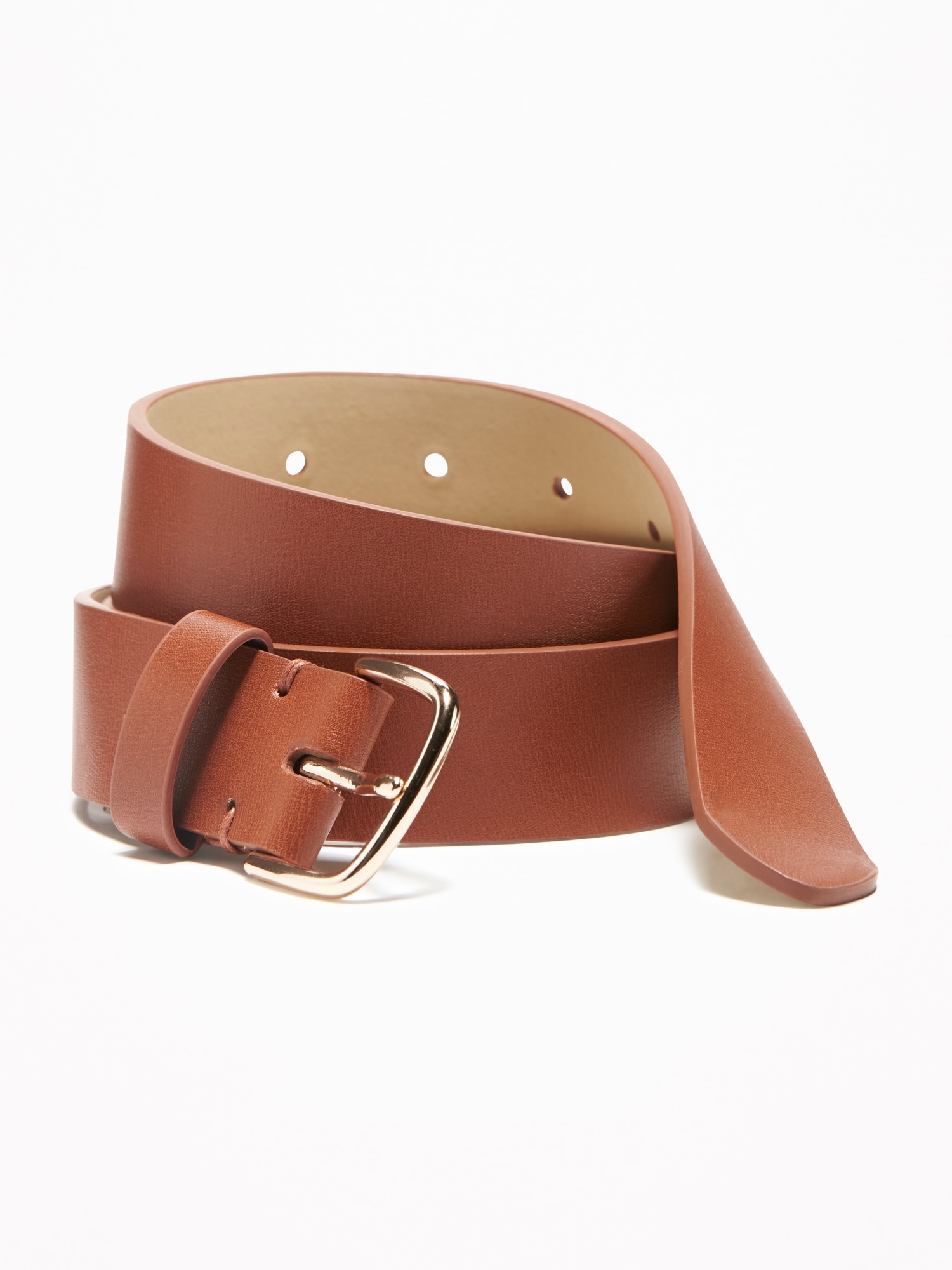 Old Navy Faux-Leather Belt For Women (1 1/4") brown. 1