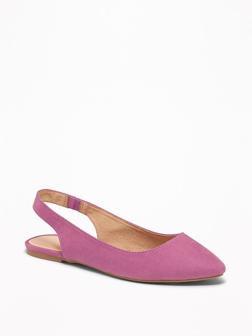 View large product image 1 of 1. Faux-Suede Slingback Flats for Women