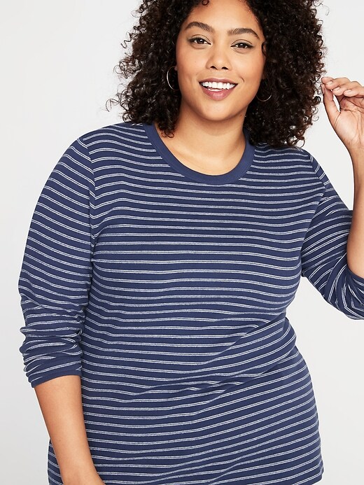 Image number 1 showing, Slim-Fit Plus-Size Brushed-Knit Striped Top