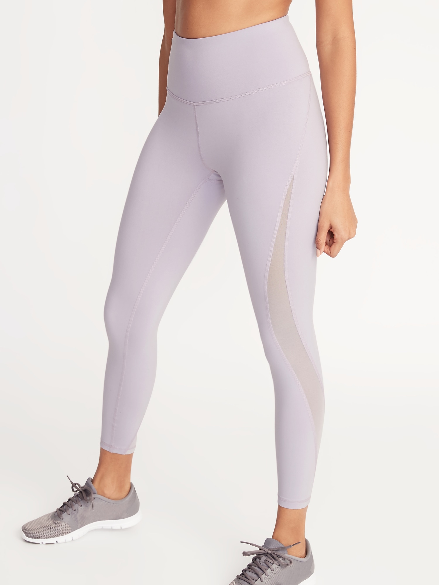 High-Waisted Elevate 7/8-Length Mesh-Trim Compression Leggings for Women