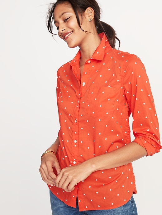 Image number 1 showing, Relaxed Printed Classic Shirt for Women