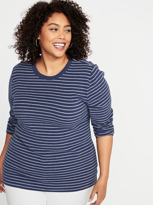 Image number 4 showing, Slim-Fit Plus-Size Brushed-Knit Striped Top