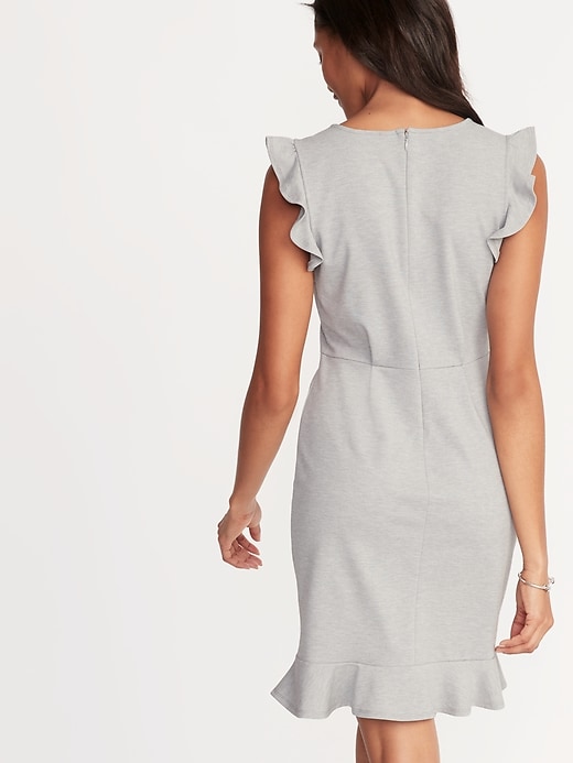 Image number 2 showing, Ruffled Ponte-Knit Sheath Dress for Women