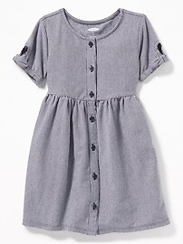 View large product image 3 of 3. Printed Fit & Flare Button-Front Dress for Toddler Girls