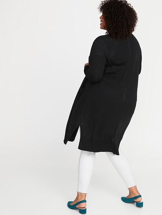 Image number 2 showing, Fine-Gauge Plus-Size Super-Long Open-Front Sweater